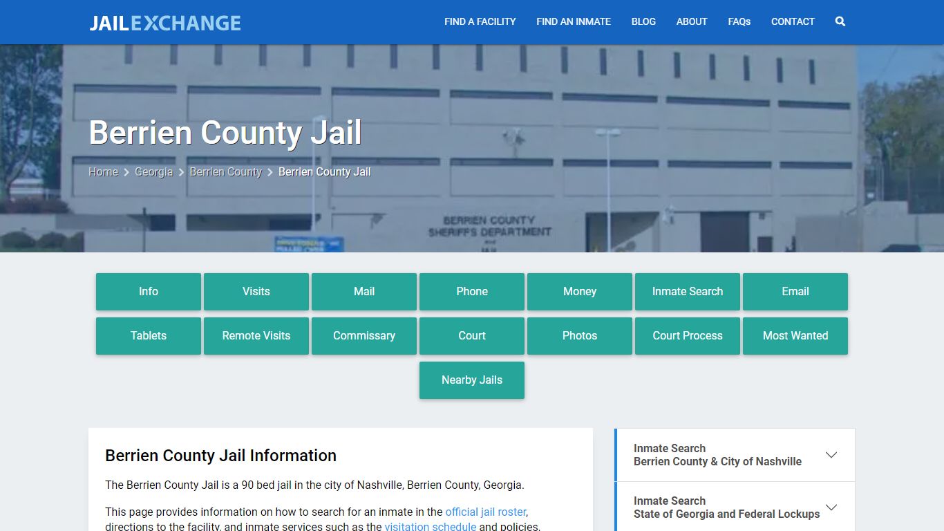 Berrien County Jail, GA Inmate Search, Information